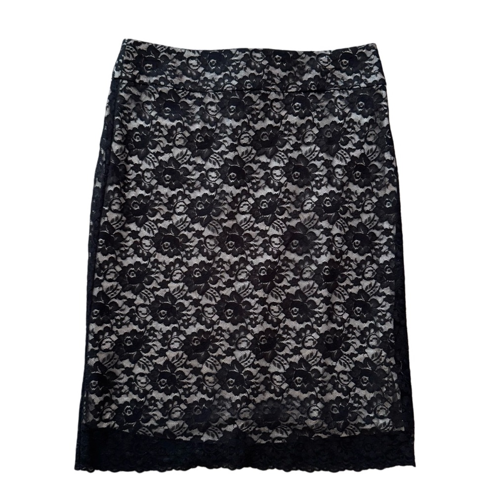 Banana Republic Black and Tan Knee-Length Pencil Skirt